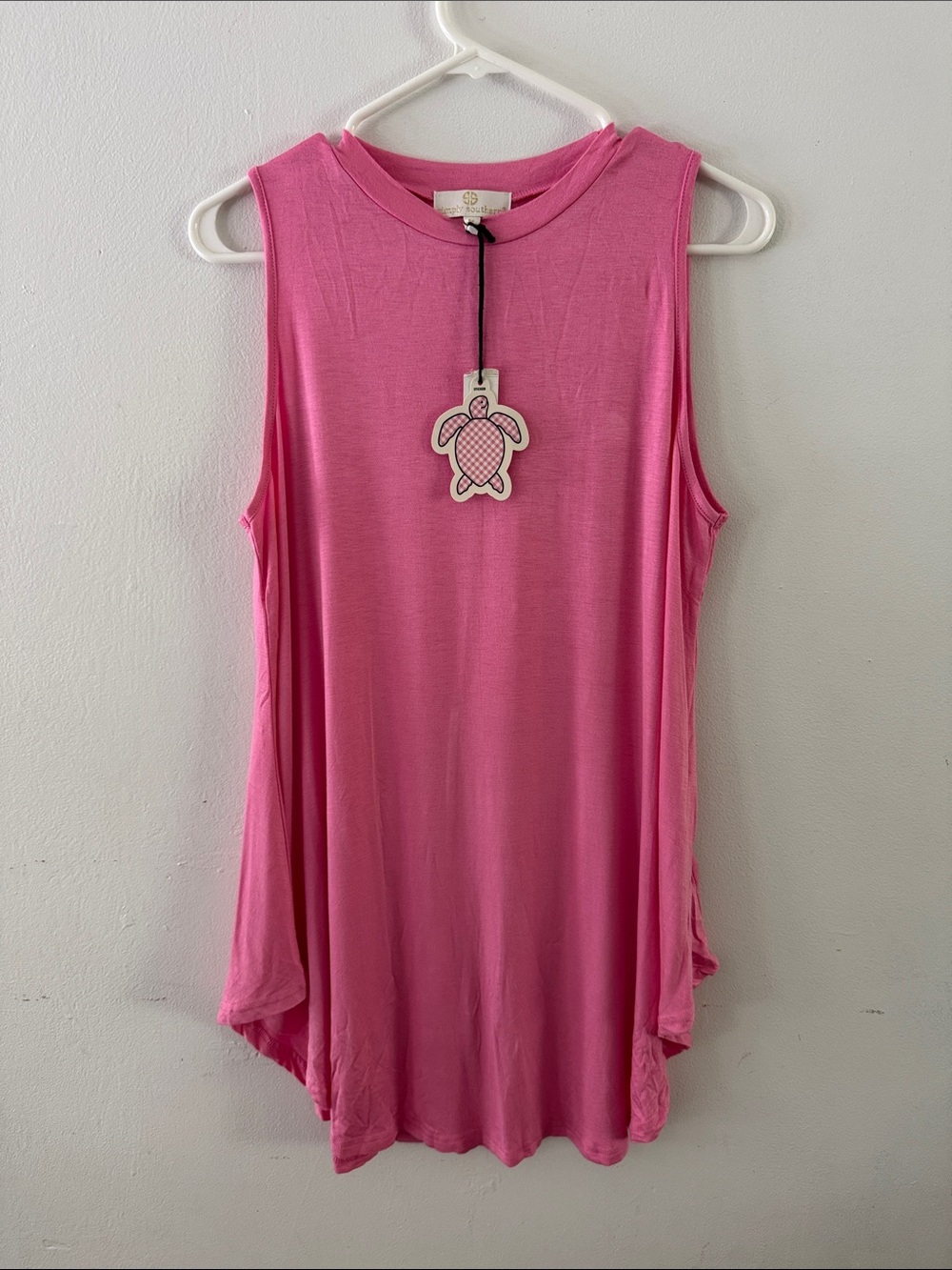 NWT Simply Southern Bright Pink Sleeveless Swing Tunic Sz M